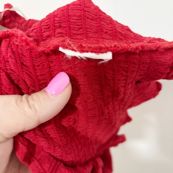 American Eagle Tube Top Womens Small Lace Up Tie Front Corset Ruffles Smocked - Picture 7 of 7